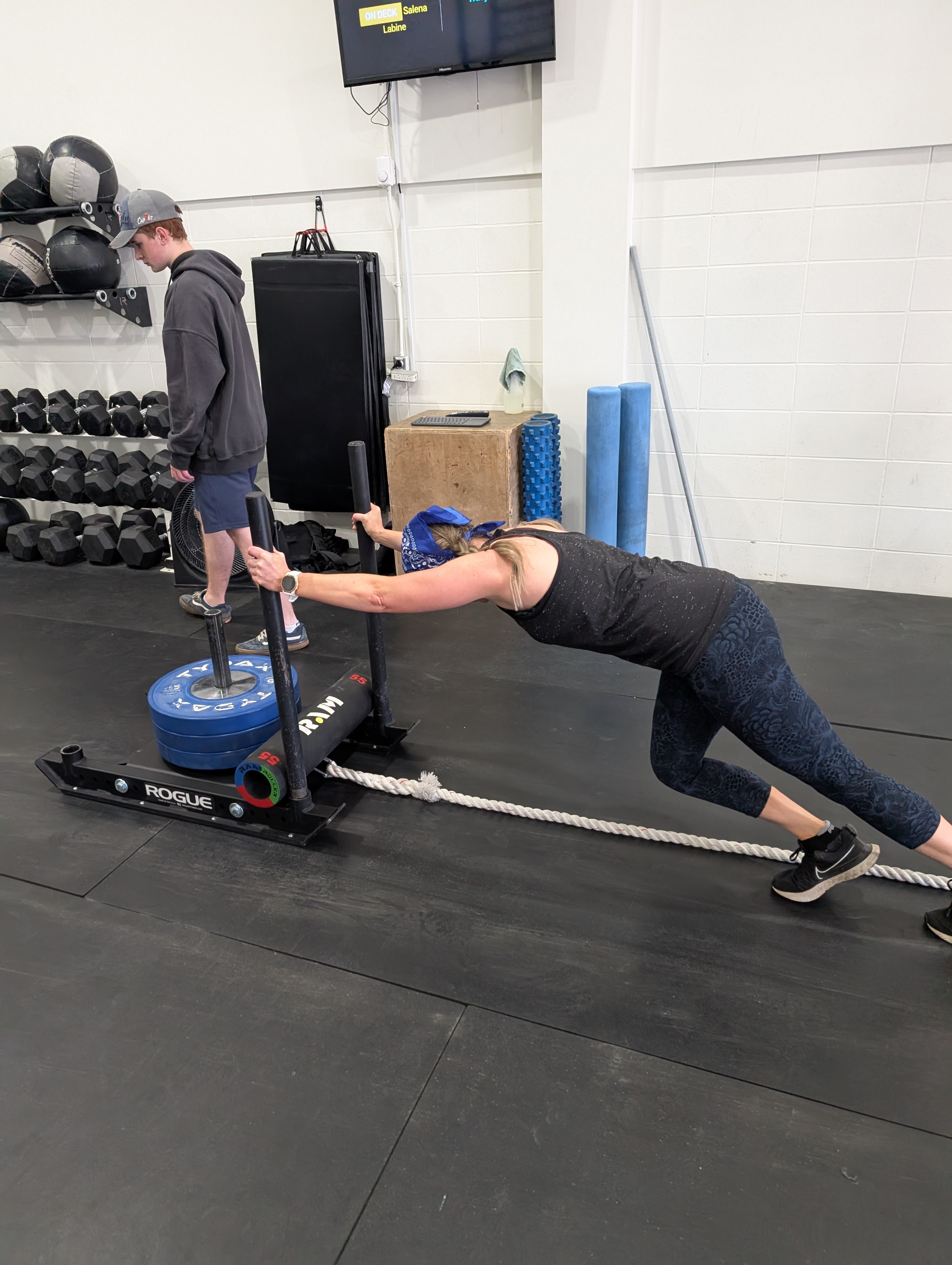 Athlete doing a HYROX sled push